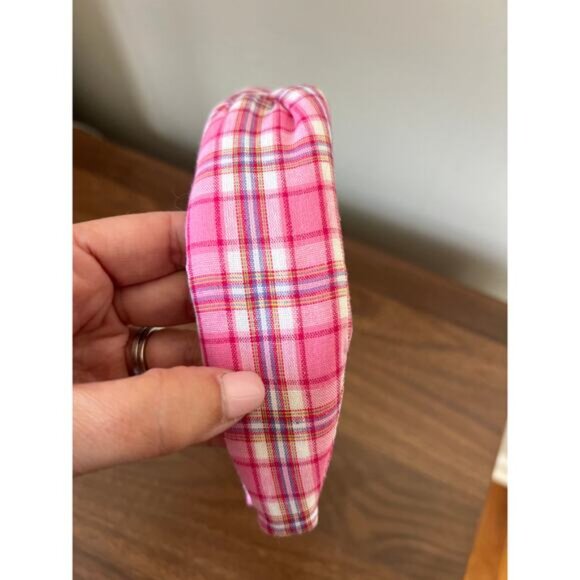 NEW Lele Sadoughi Plaid Knotted Headbands in Pink Strawberry Madras main image 7
